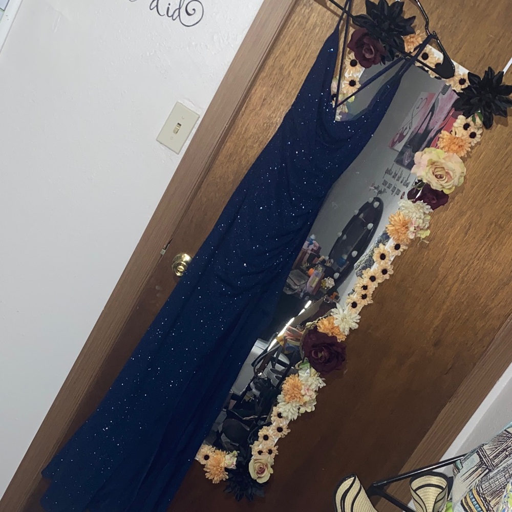 Sparkly Navy Gown with slit